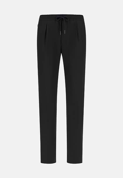 City Trousers in Pure Travel Wool, Black, hi-res