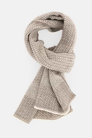Scarf with Armature Motif in Wool, Sand, thumb, 2