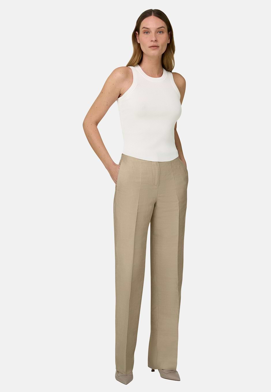 Top Di Maglia In Viscosa Nylon, Bianco, hi-res