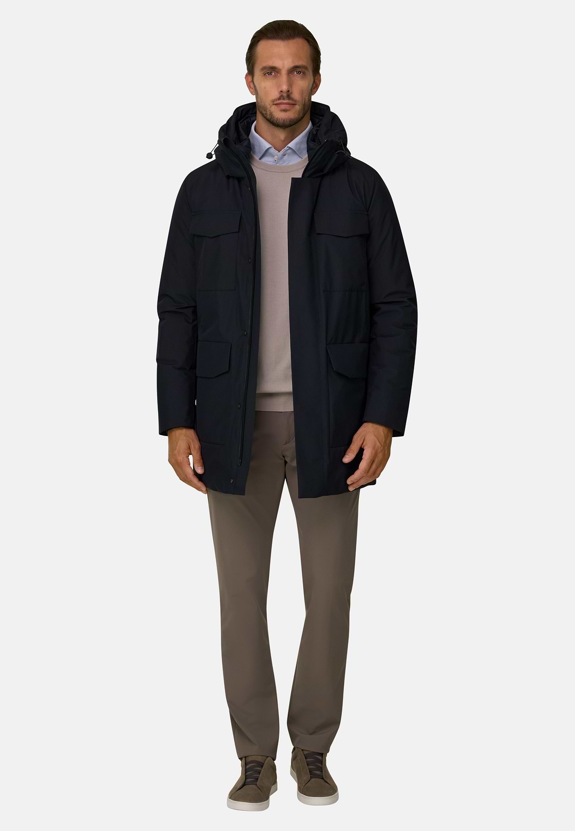 Jacket in Technical Fabric Padded, Navy blue, hi-res, 2