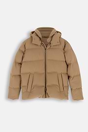 Bomber in Wool Blend Padded with Goose Down, Camel, thumb, 6