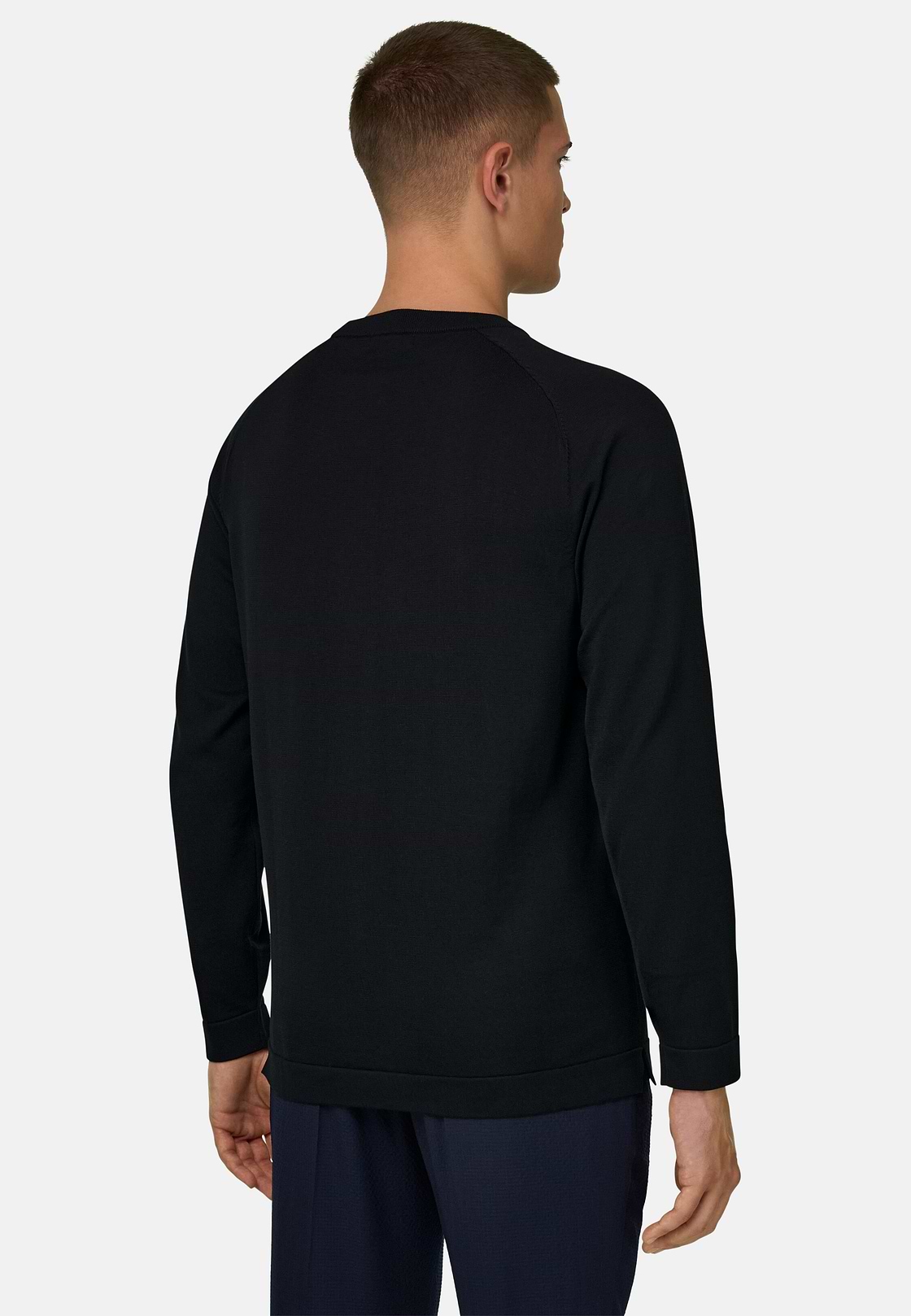 Strickpullover Aus Baumwolle Und Seide, Schwarz, hi-res, 3