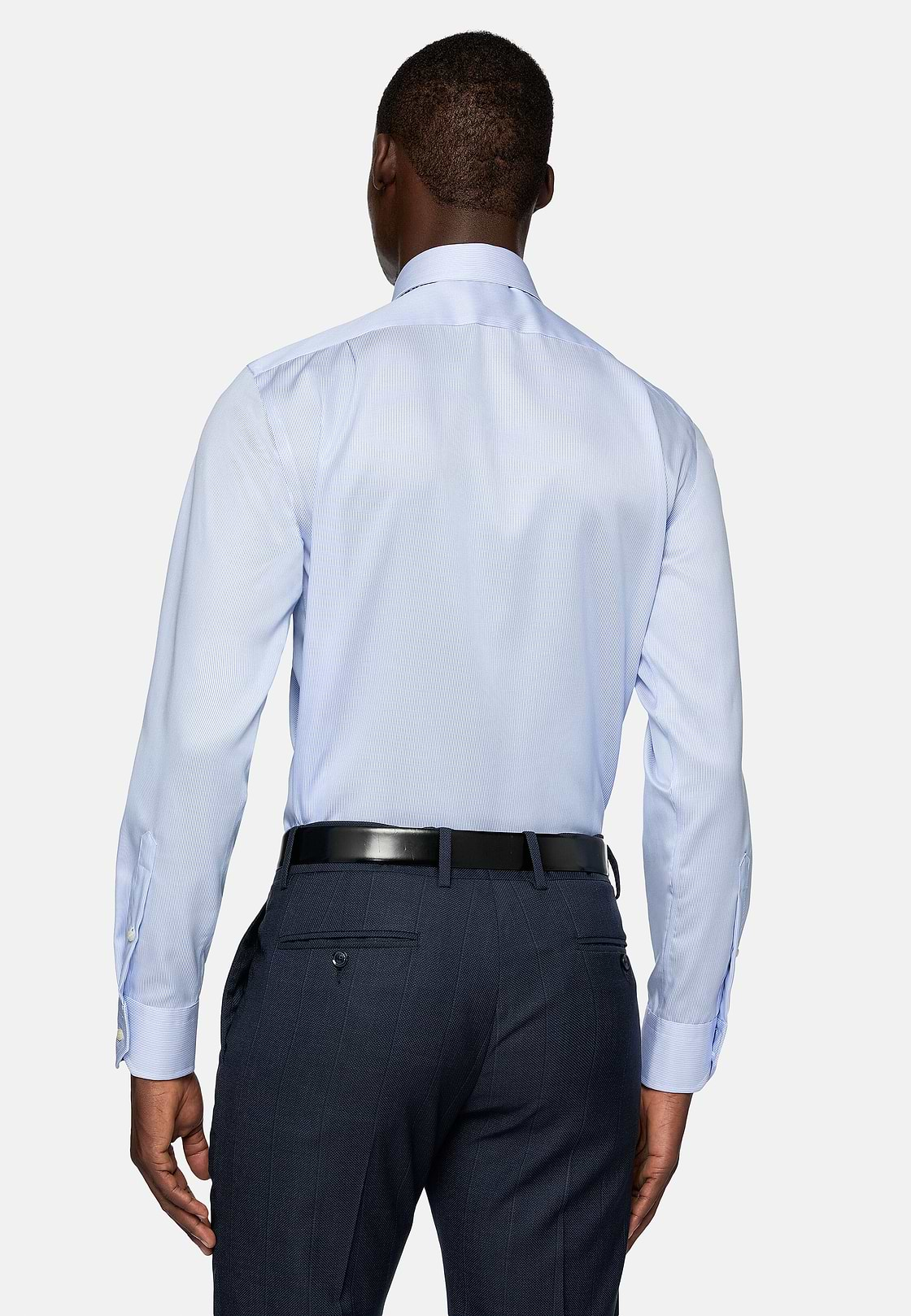 Chemise À Rayures En Sergé De Coton Regular Fit, Bleu clair, hi-res