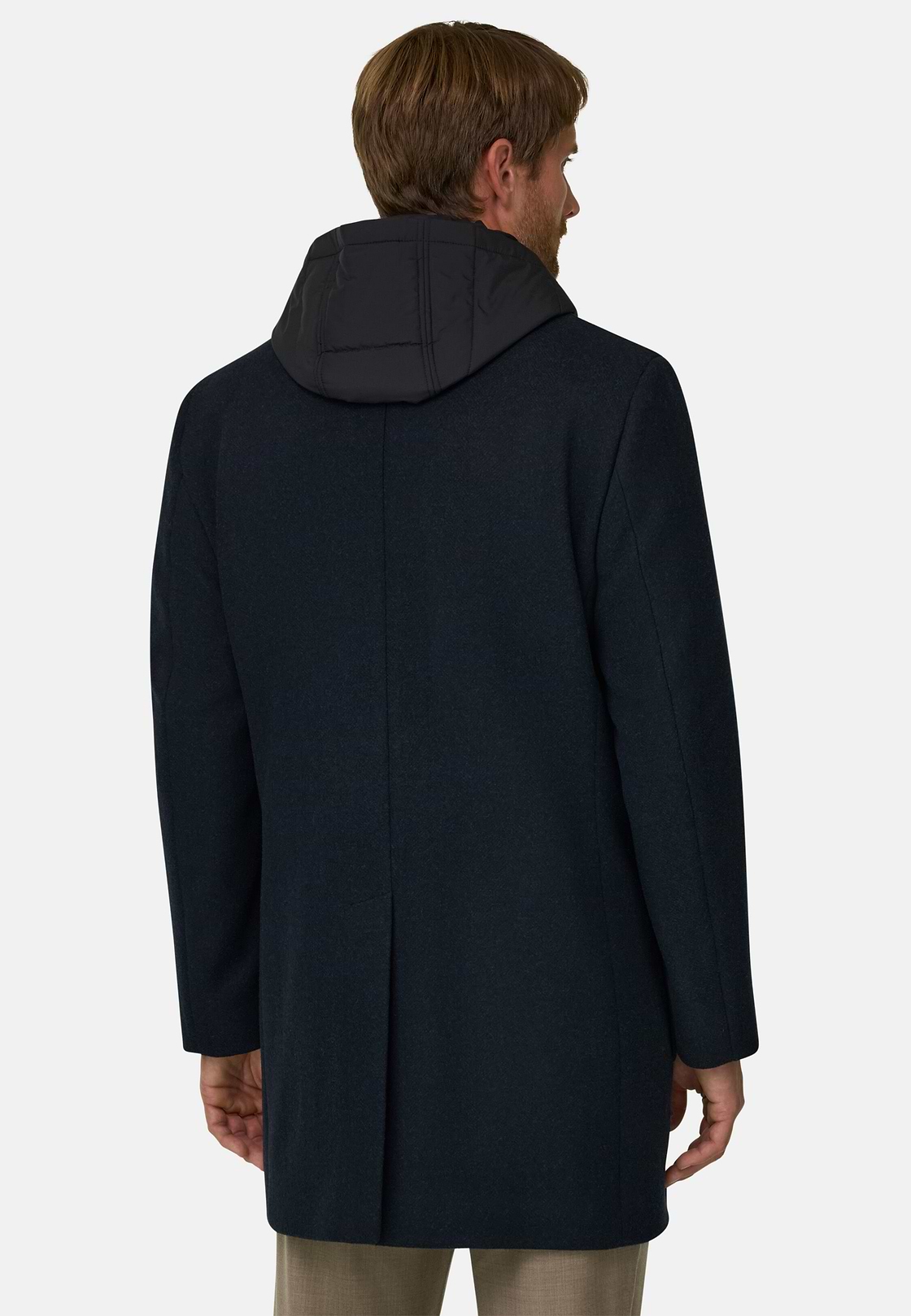 Single-Breasted Coat in Wool Blend, Navy blue, hi-res, 4