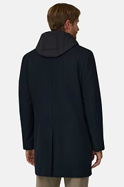 Single-Breasted Coat in Wool Blend, Navy blue, thumb, 4