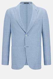Chaqueta Jaspeada De Lino Algodón B Jersey, Azul claro, hi-res