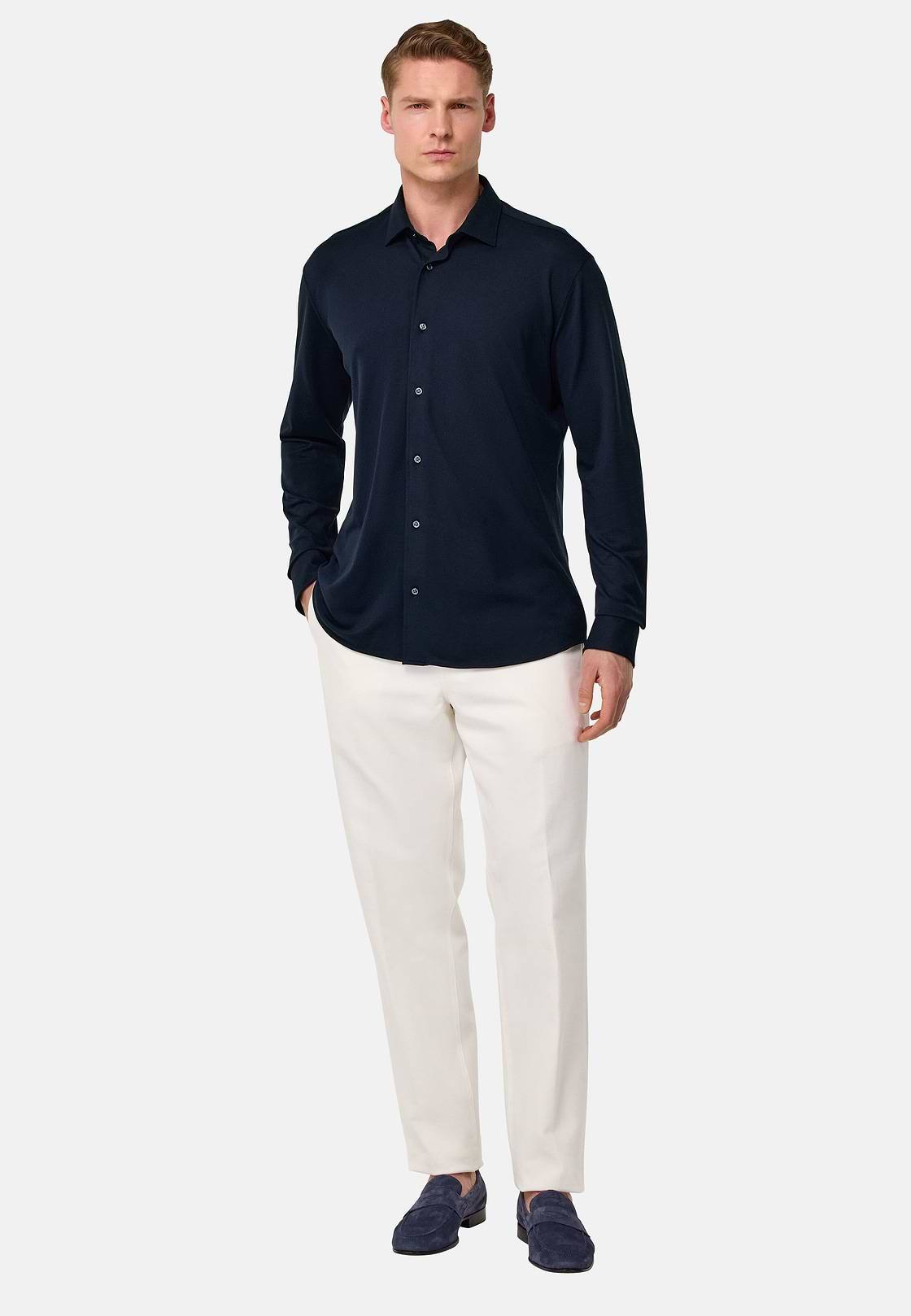 Polo camisa de piqué de alto rendimiento S.Cafè®Regular, Azul  Marino, hi-res