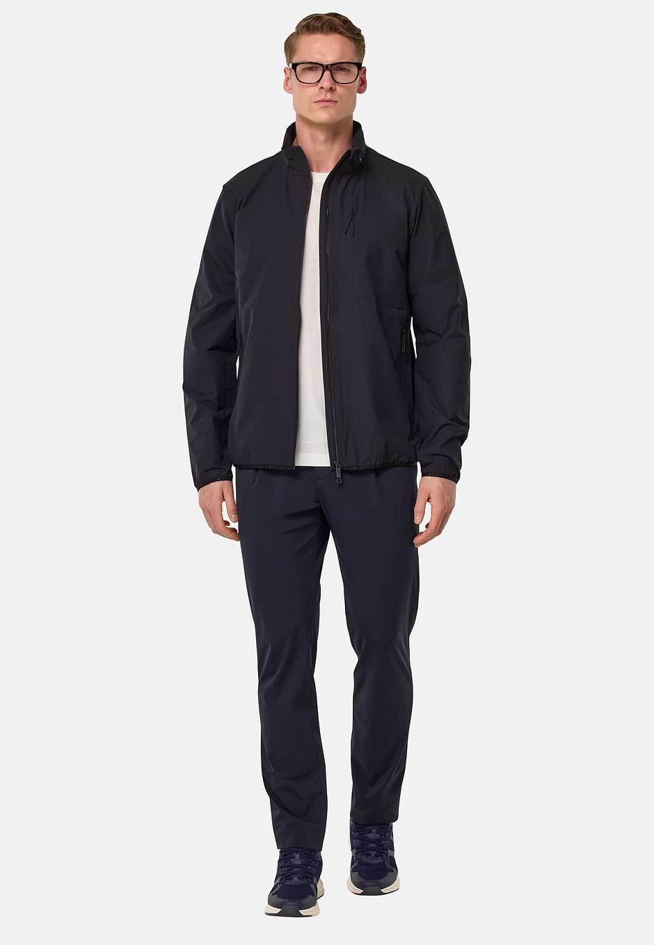 Technical Fabric Bomber Jacket, Navy blue, hi-res