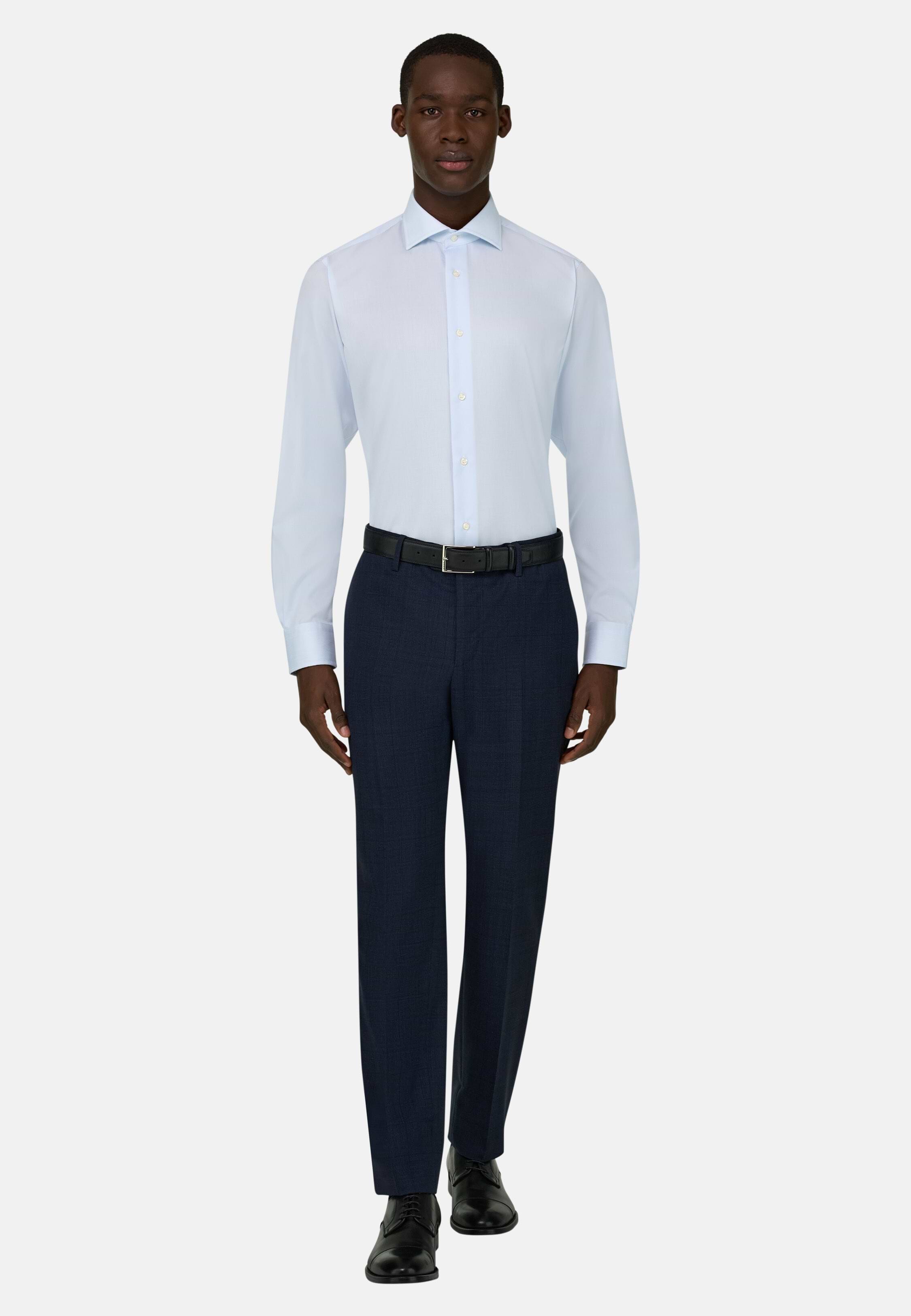 navy blue dress shirt slim fit Men's Slim Fit Navy Cotton Blend Dress Shirt