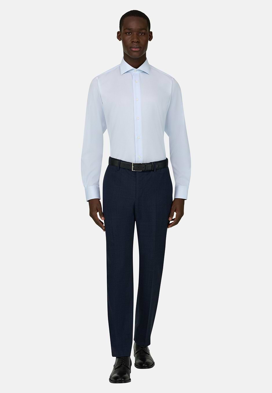 Camisa de algodón corte ajustado, Azul claro, hi-res