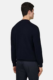 Stehkragenpullover Aus Baumwolle, Navy blau, thumb, 3