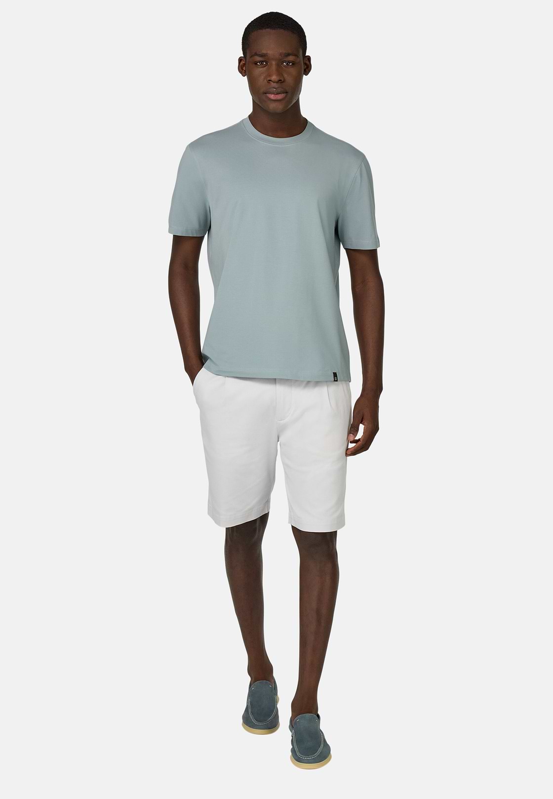 Bermuda En Coton Tencel Extensible, La glace, hi-res