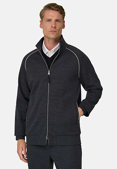 Full-Zip Sweatshirt in Wool Blend Diagonal