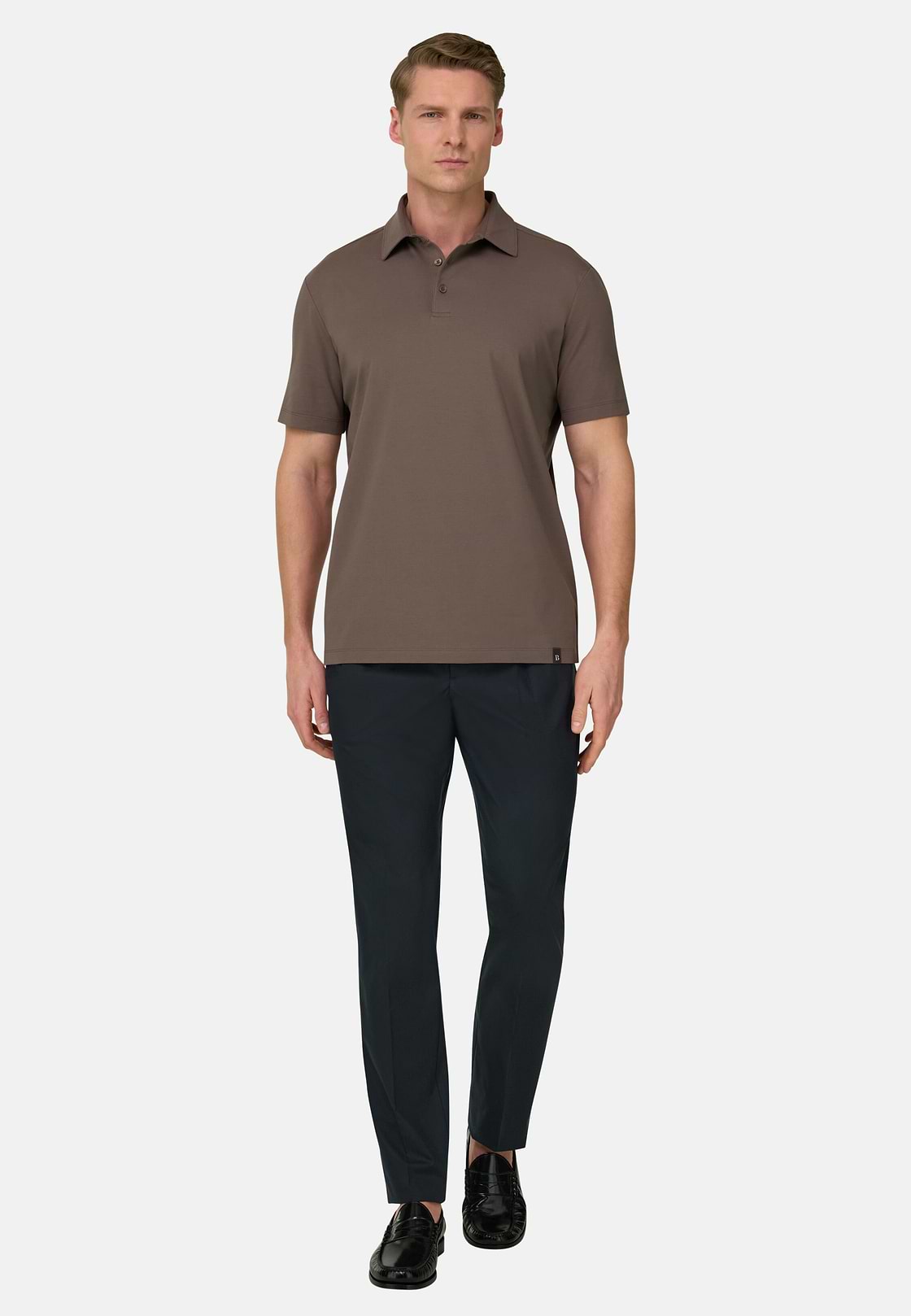 Pantaloni In Cotone Tencel, Navy, hi-res, 2