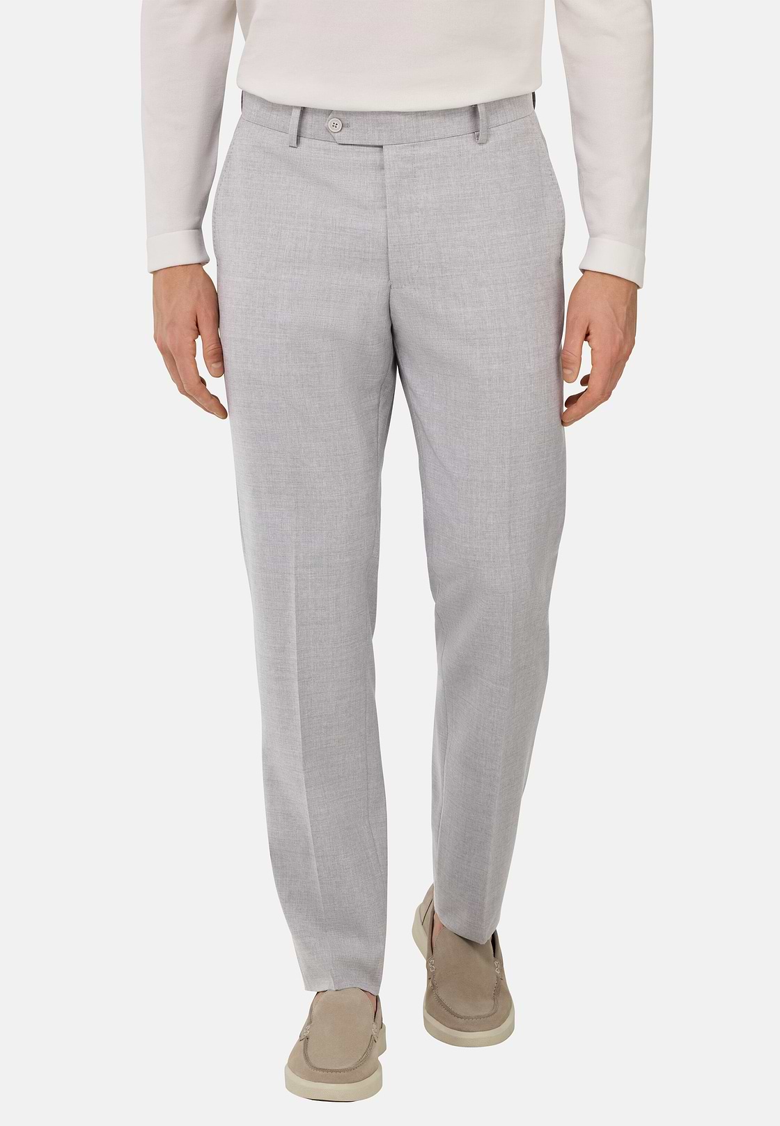 B Aria Pure Wool Trousers, Light grey, hi-res
