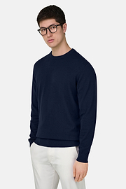 Cotton Crew Neck, Navy blue, thumb, 2