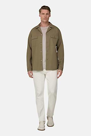 Camicia Over In Cotone Tencel, Beige, thumb, 1