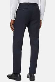 Trousers in Wool Micro Textured Fabric, Navy blue, hi-res