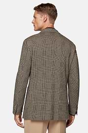 Brown Prince of Wales Check Cotton Blend Jacket, Brown, hi-res