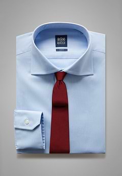 Camisa azul en algodón dobby slim fit