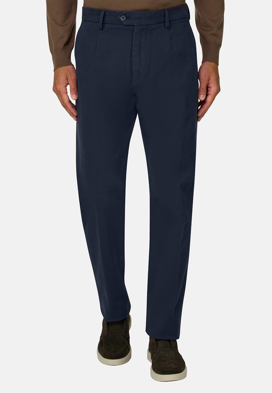 Broek in Elastisch Katoen, Navy blue, hi-res