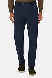 Trousers in Stretch Cotton, Navy blue, thumb, 1