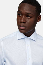 Chemise À Rayures En Coton Dobby Slim Fit, Bleu clair, hi-res