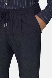 Pantaloni City In Cotone e Cupro, Navy, thumb, 5