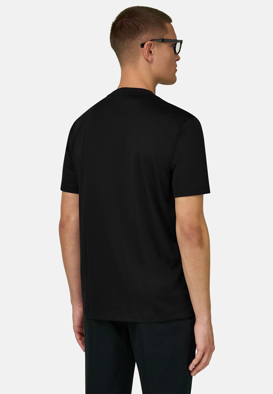 Silk Blend T-Shirt, Black, hi-res, 3
