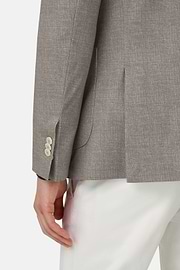 Micro Fancy Printed Cotton Blend Blazer, Light grey, thumb, 4