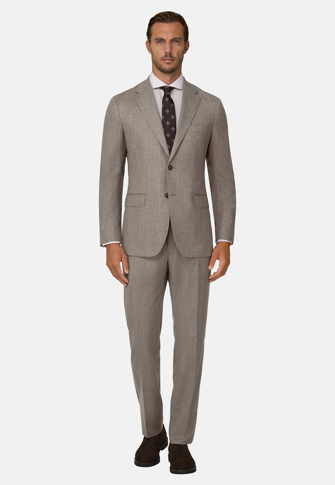 Pak Visgraat Pure Wol Flanel, Taupe, hi-res, 2
