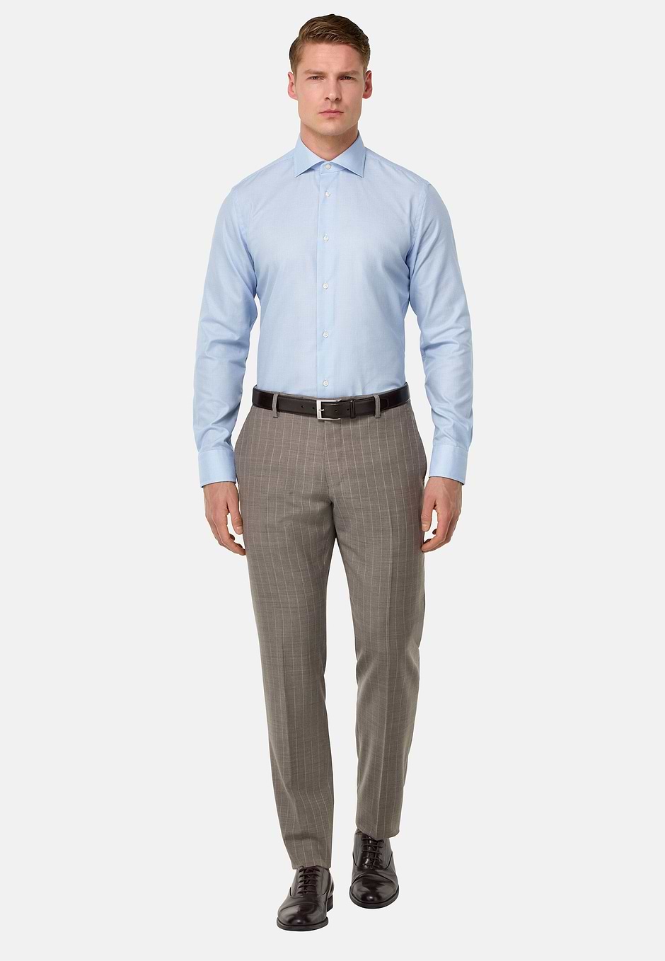 Chemise en Coton Slim Fit, Bleu clair, hi-res