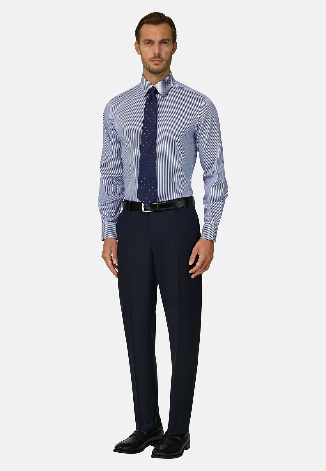 Overhemd Gestreept in Katoen Twill Regular Fit, Blue, hi-res, 2