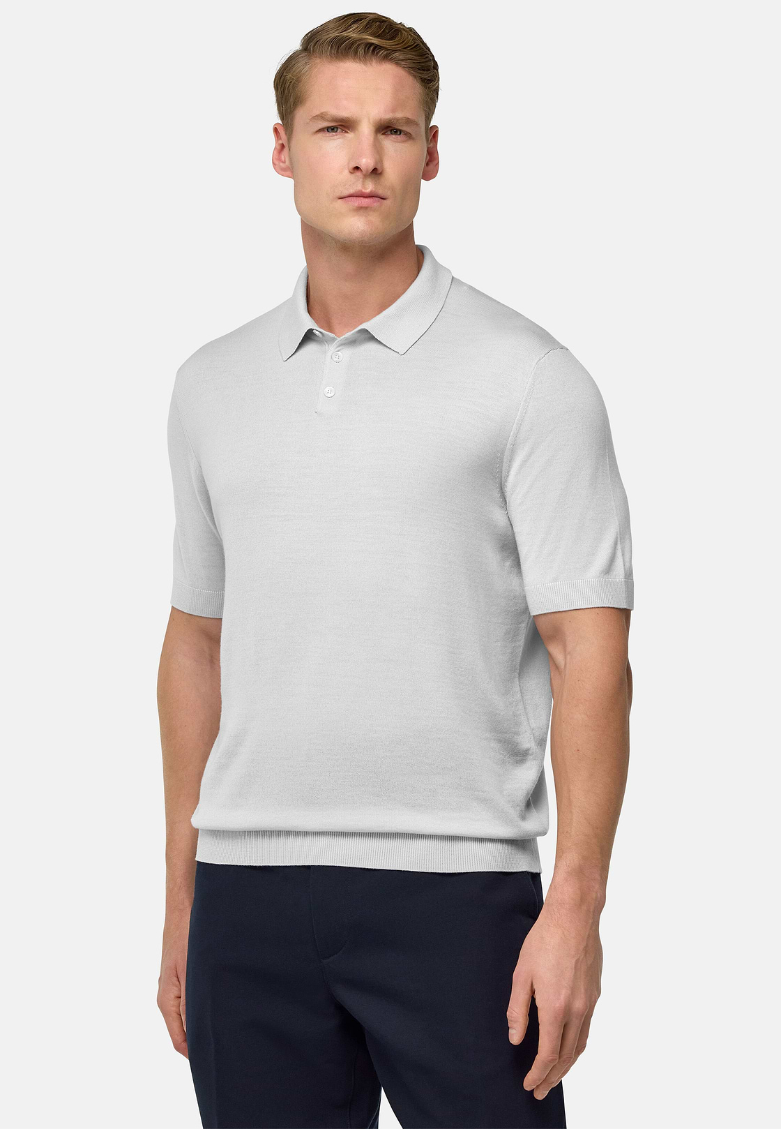 Polo Maille En Laine Mérinos, La glace, hi-res