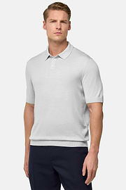 Polo Maille En Laine Mérinos, La glace, hi-res