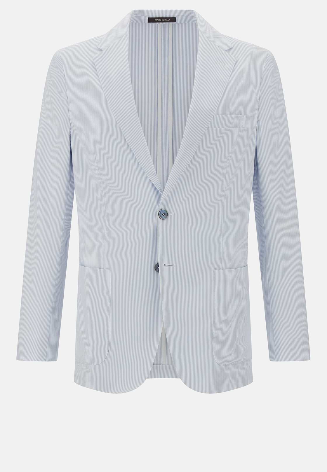 Super-Lightweight Stretch Cotton Jacket, White - Blue, hi-res