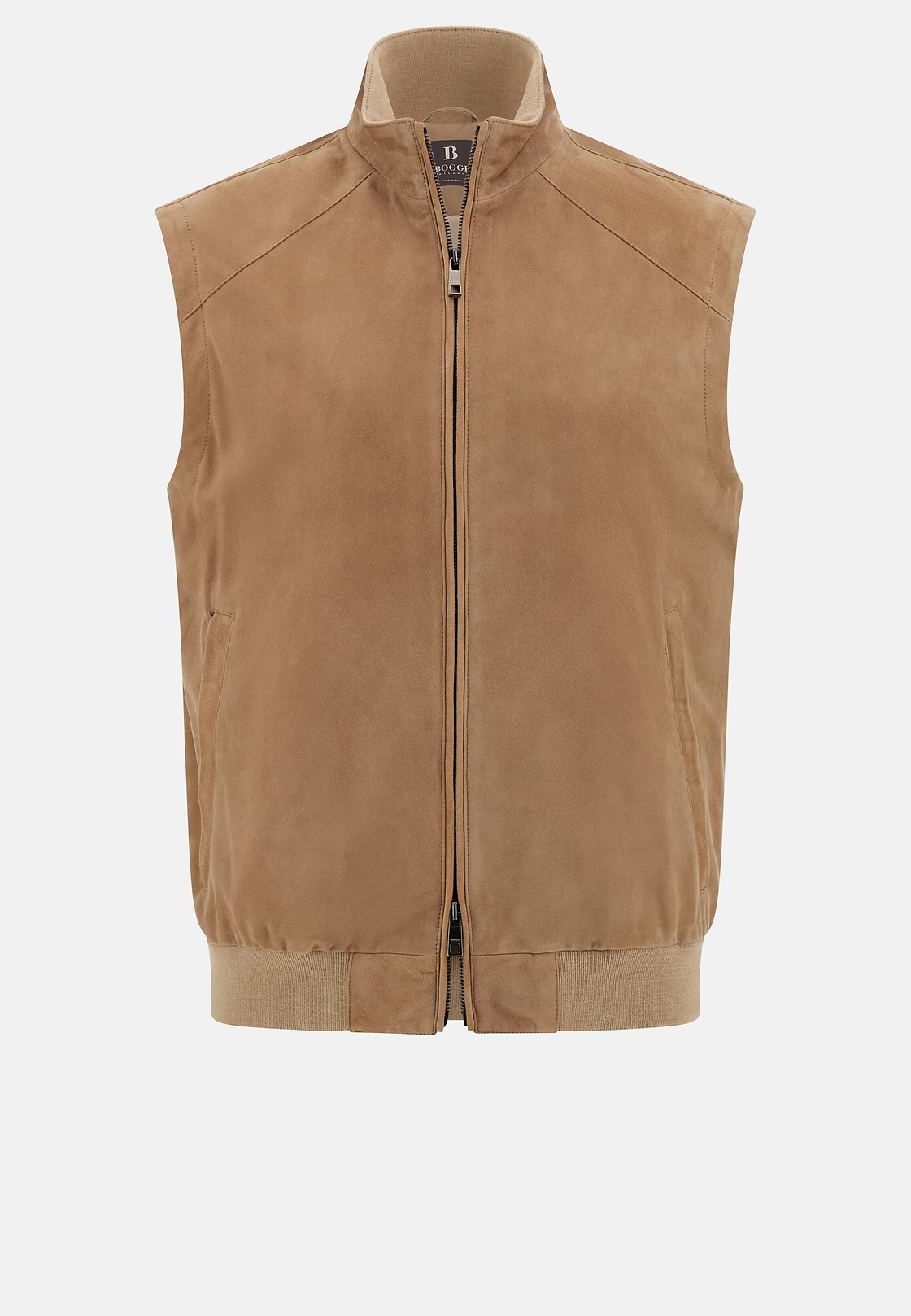 Gilet in Genuine Suede Leather, Beige, hi-res