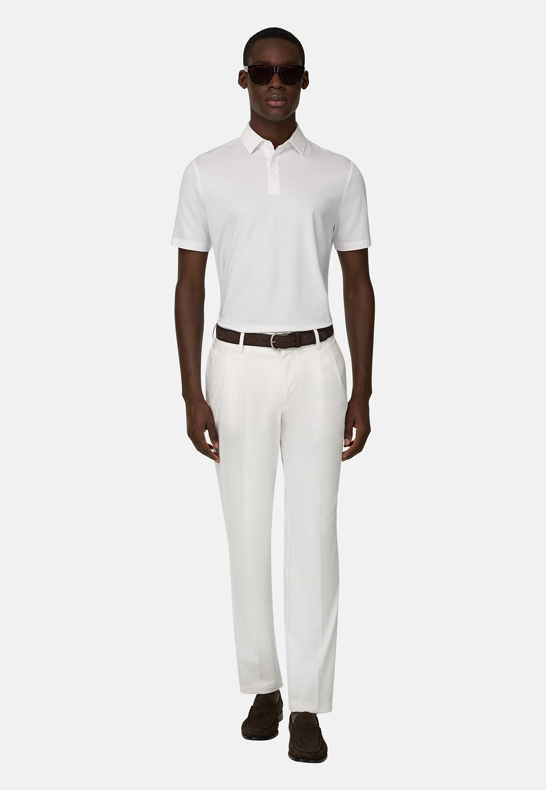Pantaloni In Cotone Tencel, Bianco, hi-res, 2