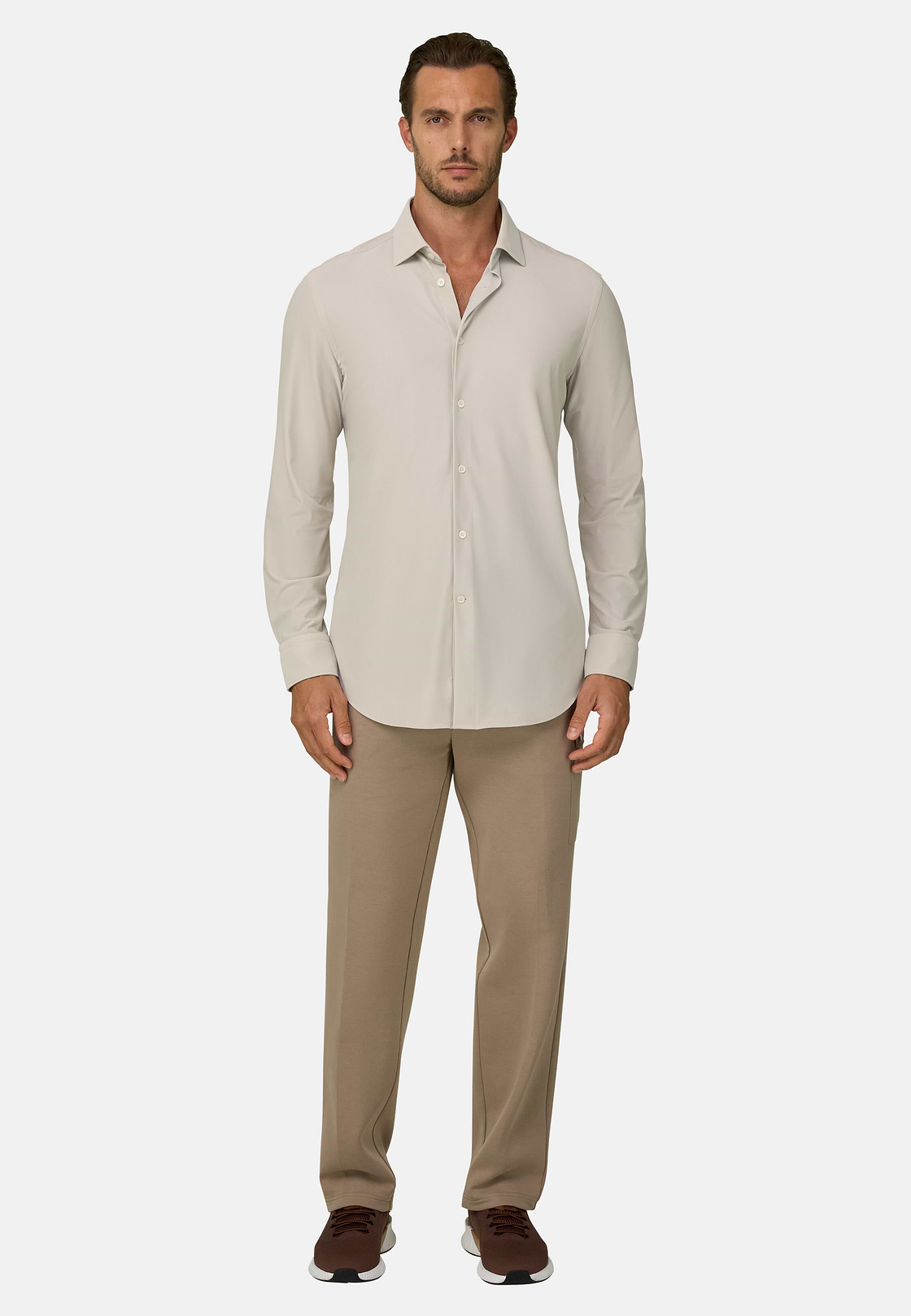 Hemd aus Stretch-Nylon B Tech Slim Fit, Beige, hi-res, 2