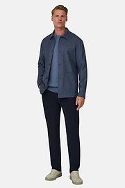 Shacket in Wool Flannel Mélange, Indigo, thumb, 2