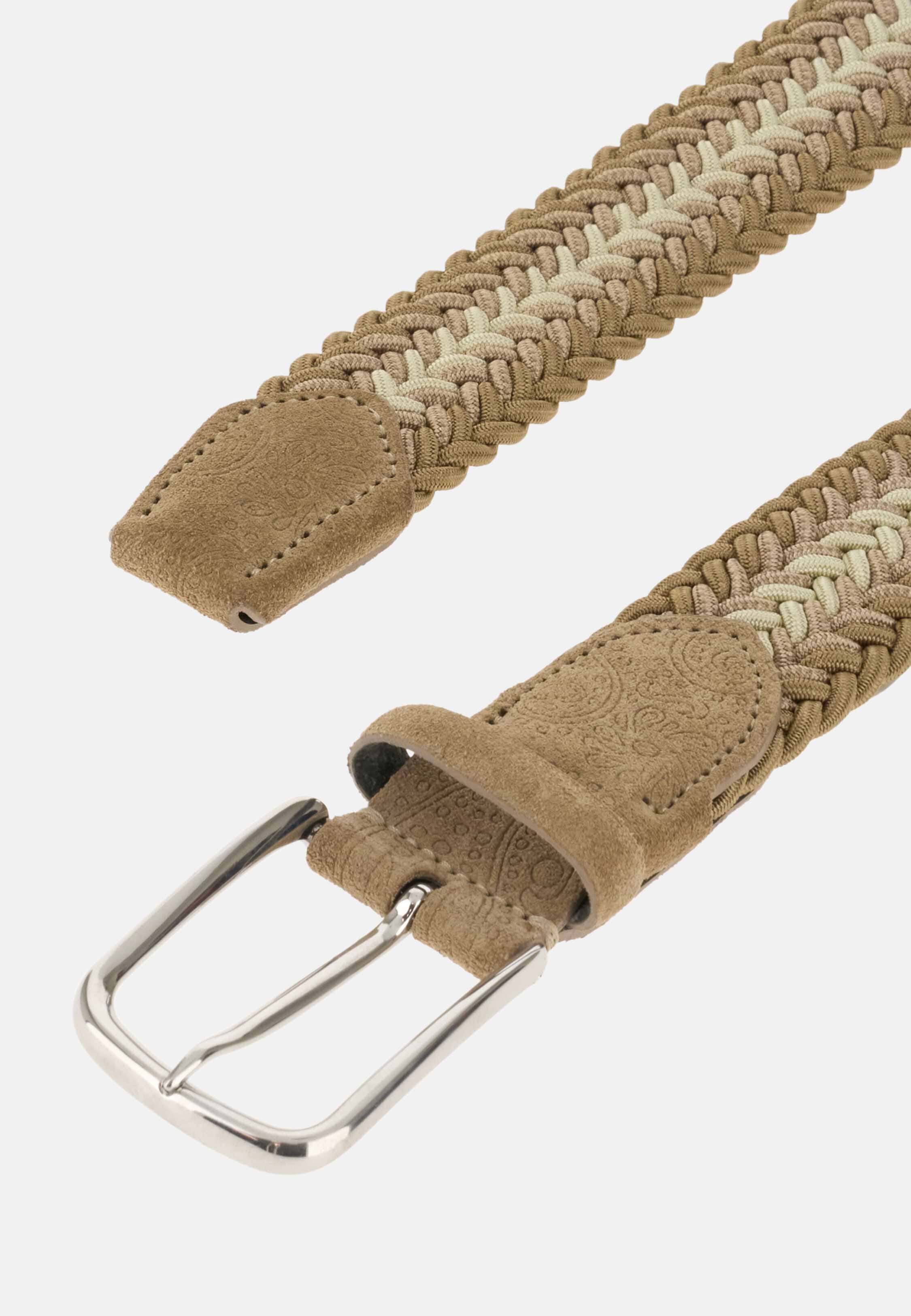 Men's Woven Viscose Blend Belt, Beige | Boggi Milano