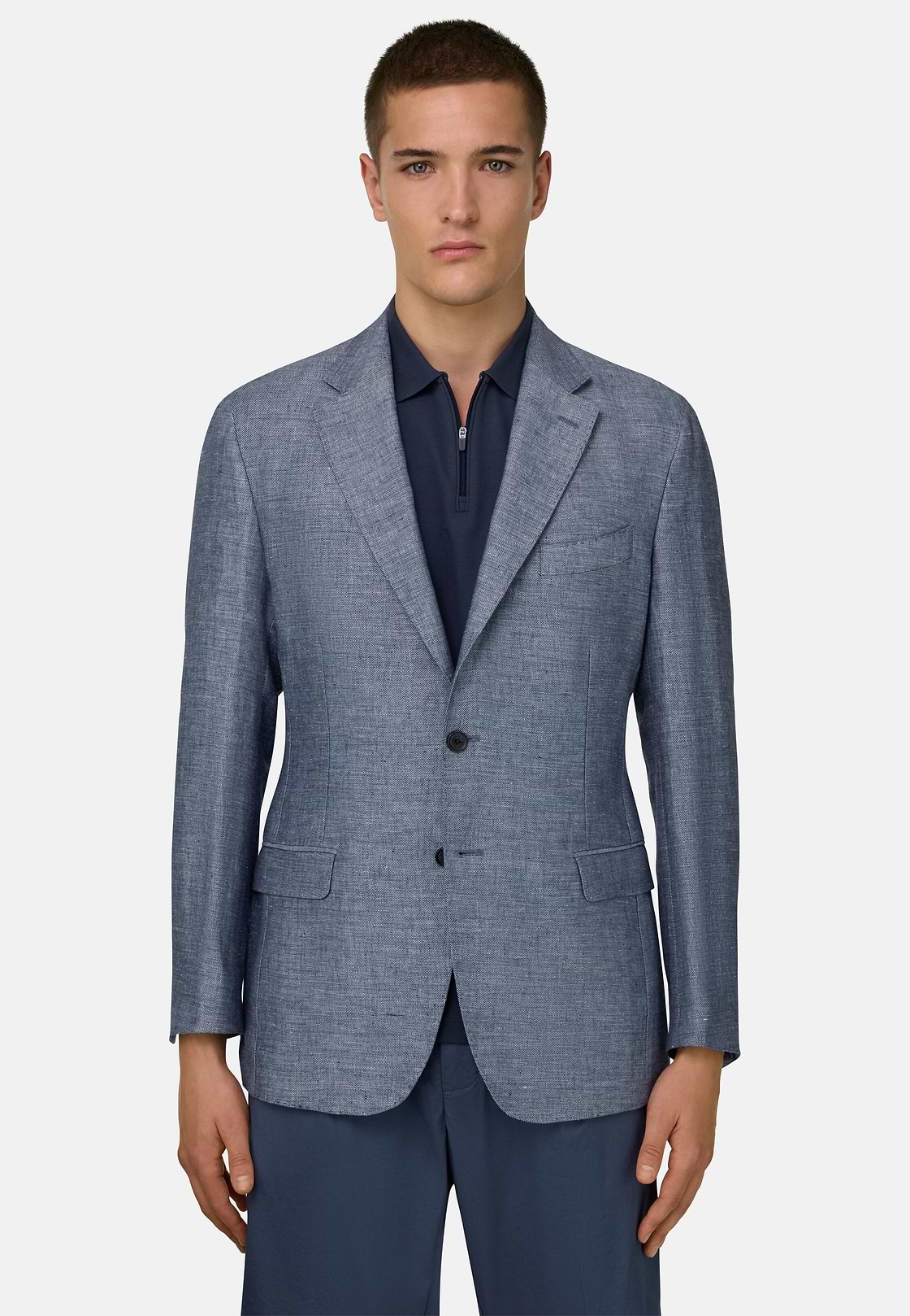 Twill Linen Blazer, Light Blue, hi-res, 1