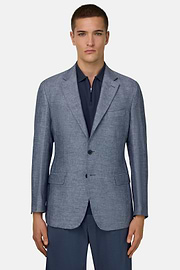 Twill Linen Blazer, Light Blue, thumb, 1
