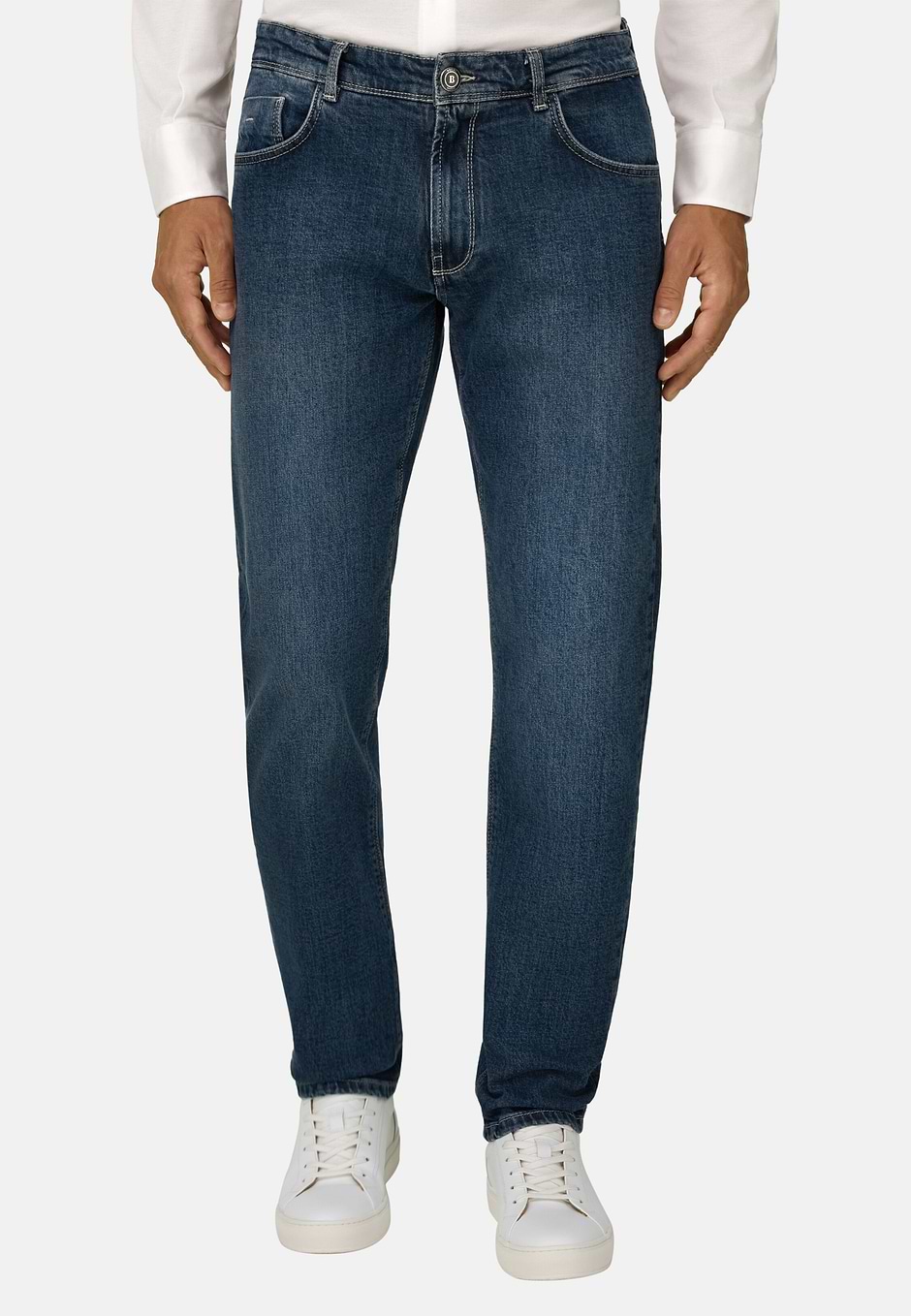 Dark Blue Stretch Denim Jeans, Dark Blue, hi-res