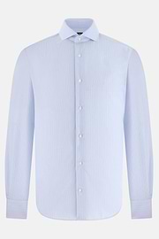 Camicia A Righe In Cotone Slim Fit, Azzurro, thumb, 6