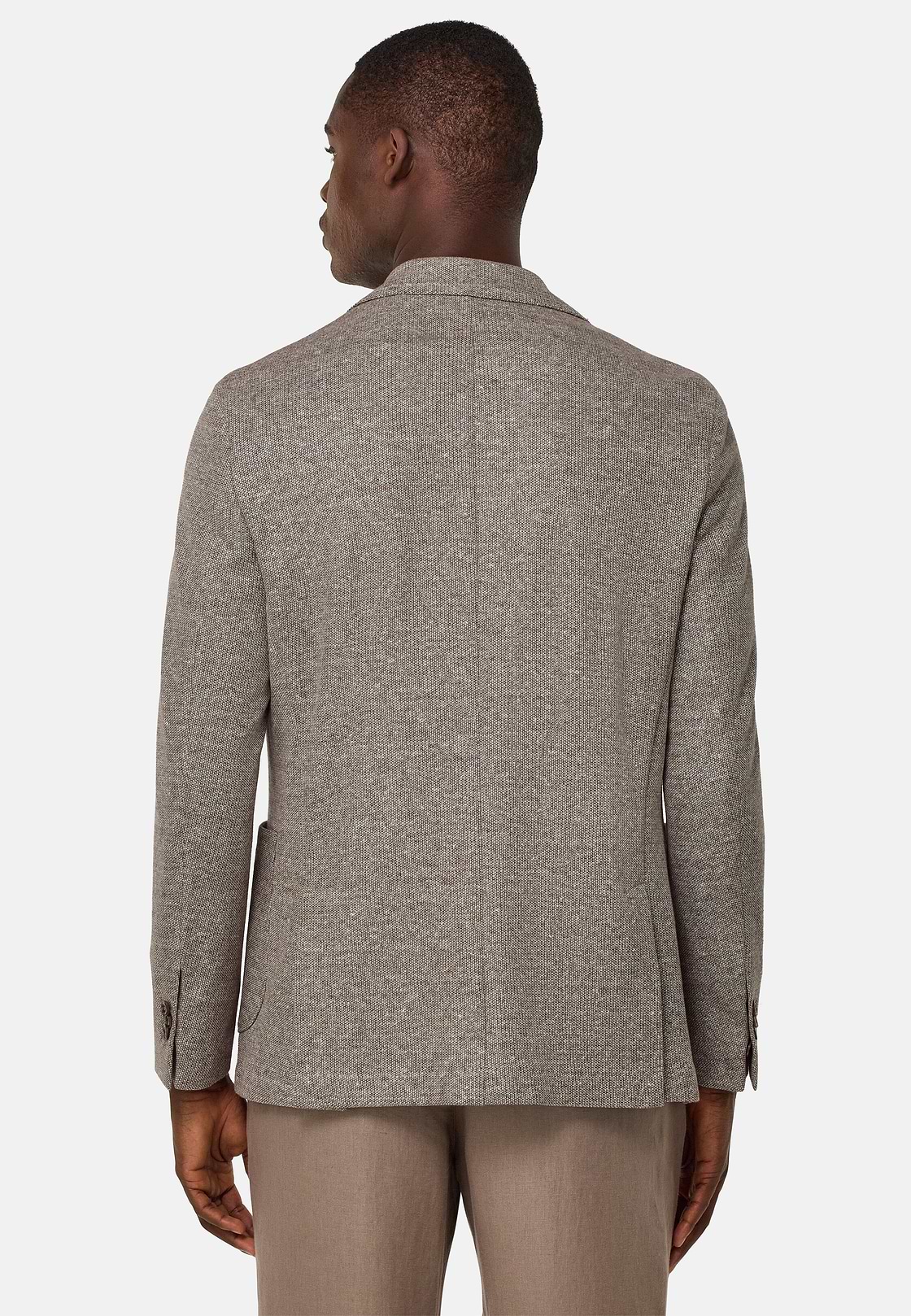 Melange B-Jersey Linen and Cotton Jacket, Taupe, hi-res