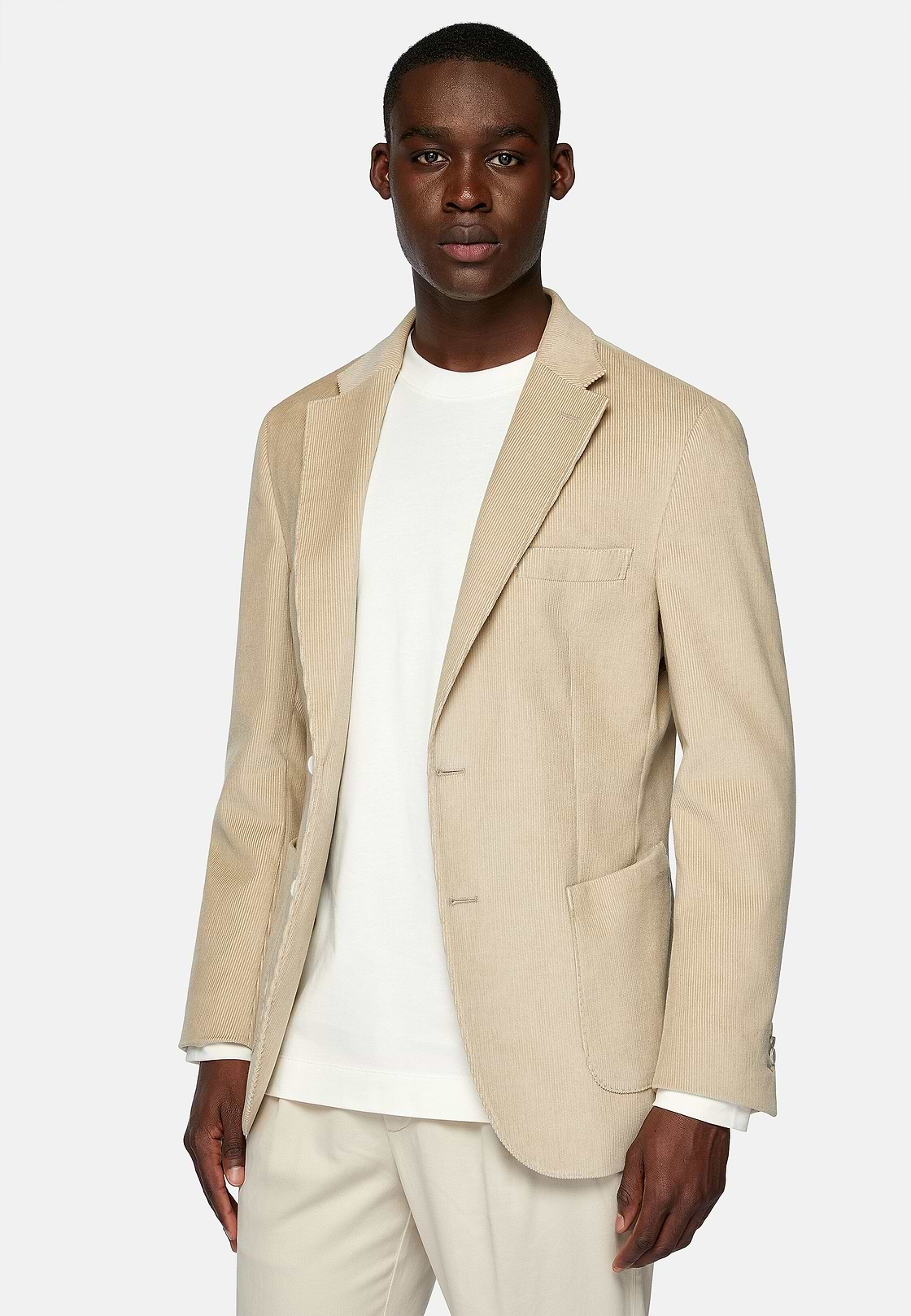 Chaqueta Beige De Pana De Algodón, Beige, hi-res