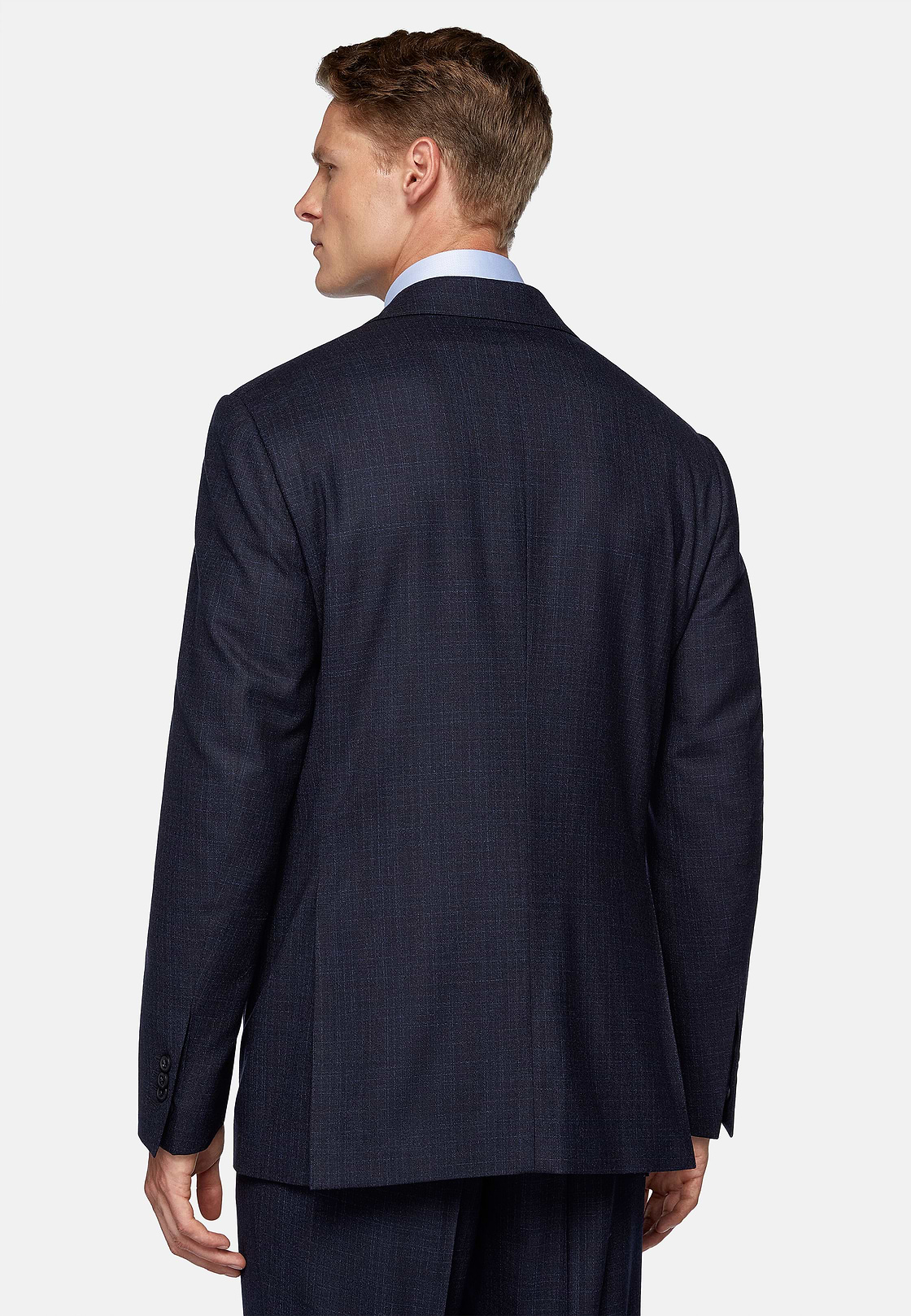 Navy Blue Micro Patterned Suit In Stretch Wool, Navy blue, hi-res