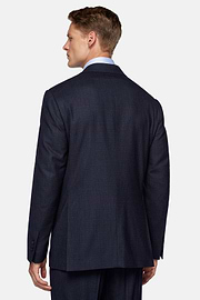 Navy Blue Micro Patterned Suit In Stretch Wool, Navy blue, hi-res