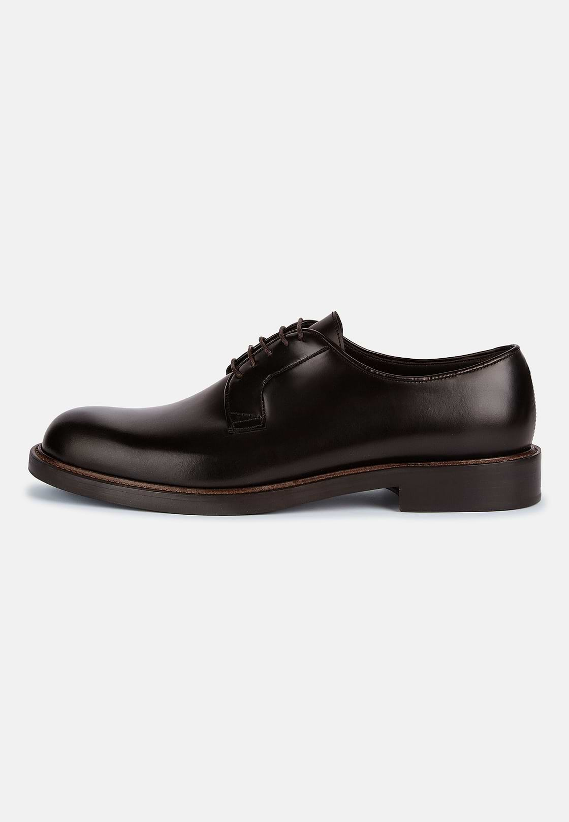 Leather Derby Style Shoes, Brown, hi-res